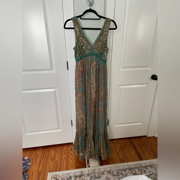 chinese dress ladies Ranna Gill Comet Strap Pleated Maxi Dress, Cobalt